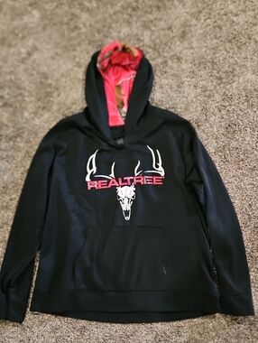 Realtree Black Hoodie with Pink Camo Lined Hood